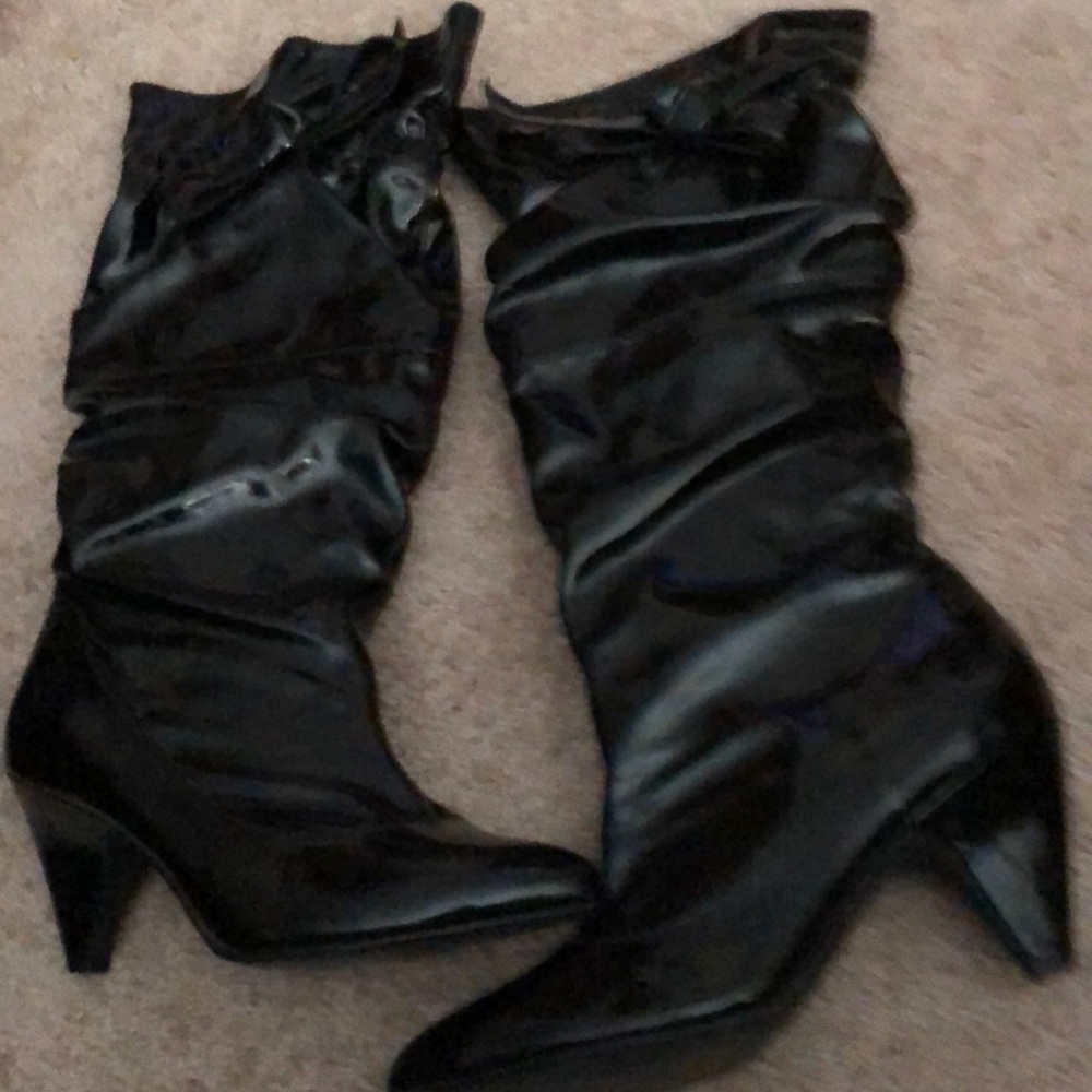 Tall black patent boot size 9